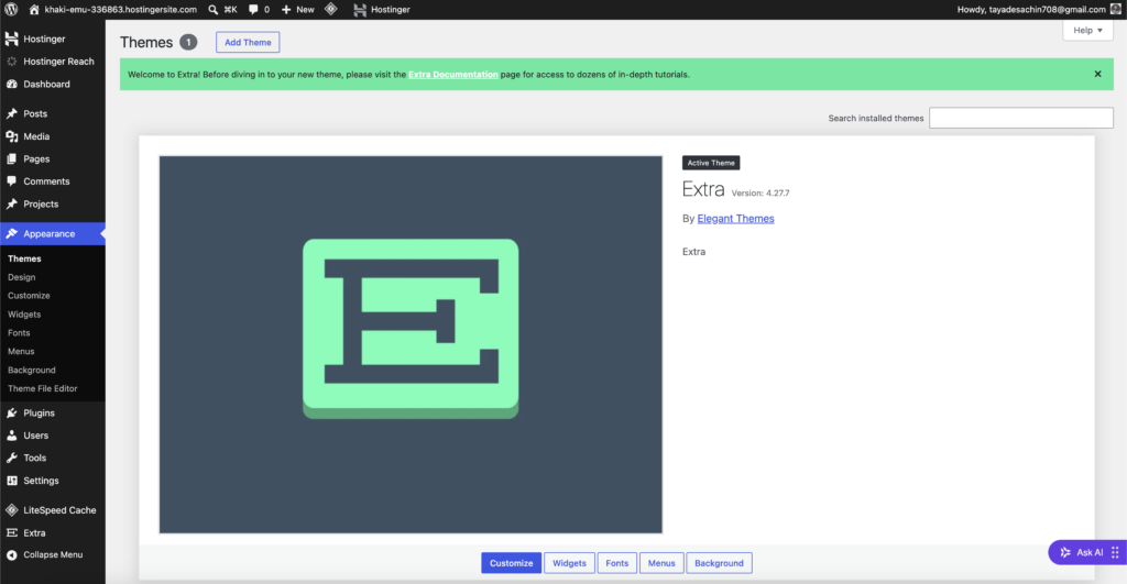 Install Extra Magazine Theme in WordPress